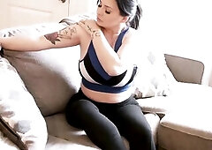 Breasty Brunette Hair Stepmom Comes Home After Hard Workout