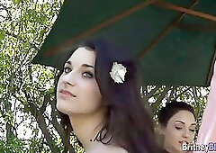 Adorable girls were using some huge sex toys while they were having fun with each other