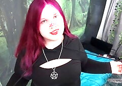 Overweight Emo Shemale Shakes Booty and Discharges Large Spunk Flow POV