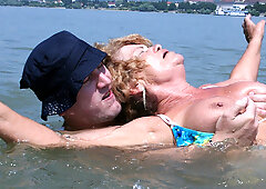 Grandma & her perv life-saver fucking by the lake