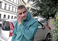 He cums on his forehead after intense fucking in point of view