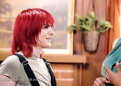 Hot Trans Babysitter Bottoms For Their Potential Bosses During Impromptu Threesome With Jessy Dubai, Ella Hollywood And Dillon Diaz