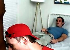 Twink stepson sucks black cock in daddy bareback 3way