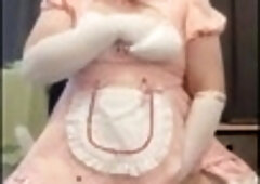 watch a chubby femboy crossdresser masturbate on mirror