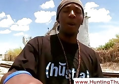 Black dude stretches a white boys holes