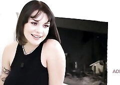 Breasty brunette hair freeused at the sink then banged in couch