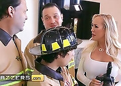 Stunning Babe (Brandi Love) Seduces A Young Fireman Big Cock