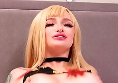Blonde freak can't resist a meat stick deep inside her ass