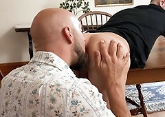 Prof Adam Snow and Noah White give their new sofa a solid workout with some steamy intergenerational action