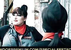 German femdoms torture their feet puppets