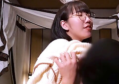 Cute Japanese Girl With Big Glasses And Small Tits
