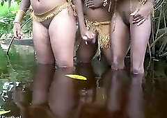 This lucky African villager has a skinny and a busty bitches to fuck anytime