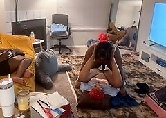 My best friend gets drilled in the living room right in front of me