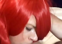 Red headed sissy sucks cock