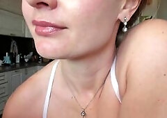 Blonde fitness model gets kinky online, teasing with public nudity and BDSM, fingering herself for her webcam viewers.