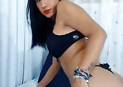 Horny Pretty Tranny Plays with Her Dildo