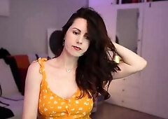 Cute curly brunette solo webcam masturbation