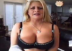 Natural busty blonde blowjob and banging POV