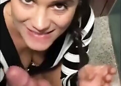 Freaky couple fucks in shopping mall toilet - Oral Sex