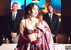 Cutie with big ass Matty Mila Perez drilled by two huge cocks