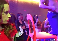 Hot ladies are eager to get their dirty throats fucked during a crazy, private party