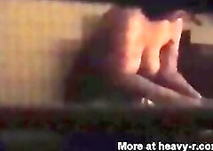 Spying On Breasty Neighbour with large titties stripping