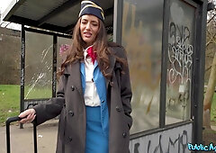 Quick Cash for Sexy Flight Attendant at Public Agent - Cum Fly With Me - Coco Bae