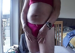 Amateur sissy, crossdresser lingerie, in english