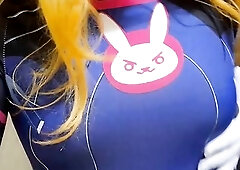 Cute Trans Angel in Dva Cosplay gets the Giant, Dirtiest Anal Creampie and Anal Banging by Bbc sex tool in her Large Bubble Booty