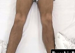 Thin twink Markus licking his own dick while jolting off