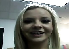 Lustful blond wraps her lips around hard dong sucking it gently.