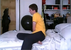 Undressing humping big balloon inflatable cum 3