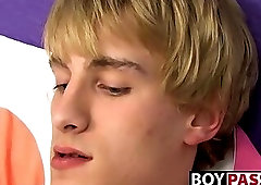 Blonde young man Dean Holland stuffing dildo and jerking off