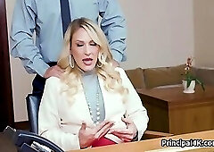 Blonde milf fucked on principals office desk