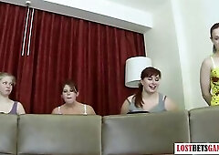 The slowest beauties undress and have their butts spanked by the winner.