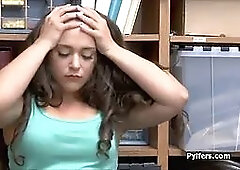 Curvy thief filled by two security guards