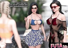 Summer Futanari Love CG Fair & Darksome Haired Stacked Pleasure