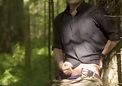Stunning Noel Dero indulges in arousing solo play amidst the enchanting woods