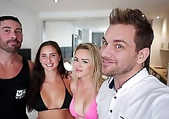 Two Couples Fuck together on Holidays - first Lesbian Scene Vlog Porn Videos - Tube8