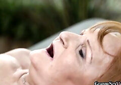 Excited granny screwed by large penis in taut twat aperture