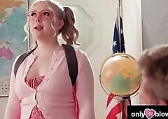 MERELY TEEN BLOWJOBS - Eva Nyx Does The Math - Sloppy POV Oral job Plus Balls Sucking