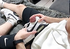 Gym masturbation, sneaker fuck, sneaker slave