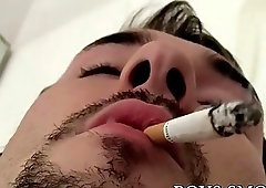 Bearded hunk jerking off big thick cock