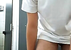 I almost got caught showing off in the bathroom where the truck drivers take a shower