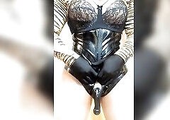 Kym Unpacks her Schlong (trans, Female Mask, Mask, Hose, Crossdress, Disclose, Transformation)
