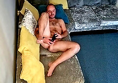 playing with hard cock