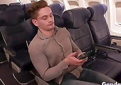 Flight steward trans Ariel Demure fucked her big boobs passenger