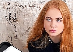 Hot redhead slut need to be fucked to pay the debt