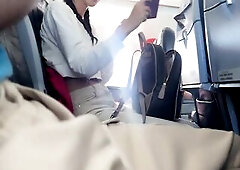 Insane Risky Tugjob until Cum in Public Airplane