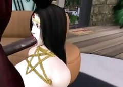 Second Life Ebony dude screws wonder woman